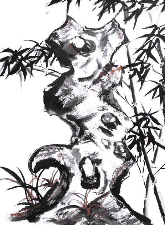 Art of the Day: 'Rock with Bamboo - Ink - no Cally'. Buy at: ArtPal.com/moldenhauer?i=…