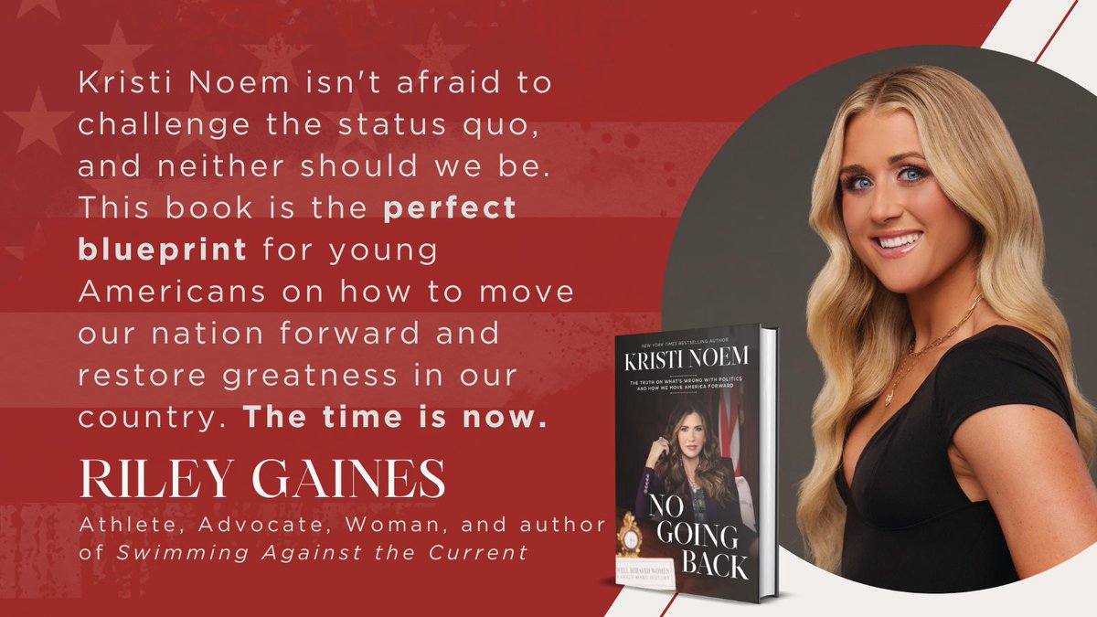 I don’t know many folks as tough as @Riley_Gaines_. She challenges the status quo every single day. My new book “No Going Back” will show you how to fight for what’s right – just like Riley. Preorder it here: bit.ly/NoGoingBackBook