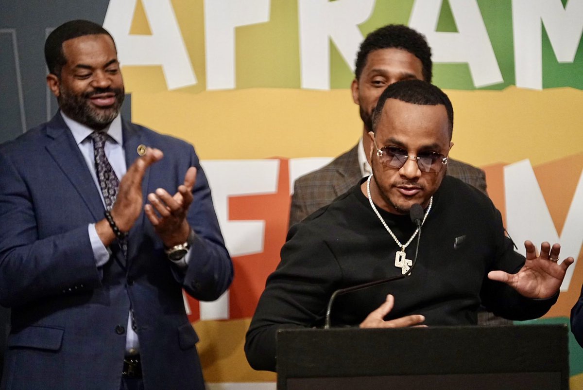 🙏🏽 Such an honor being invited to City Hall to announce the @Baltimore_AFRAM lineup with my brothers @MayorBMScott & @Nick_Mosby 🤝🏾 and our partnership with @92qjamsbmore 📻 & @wjz 📺 Be sure to bring the family to the 47th annual#Afram festival at DruidHill Park🗓️ June 22-23…
