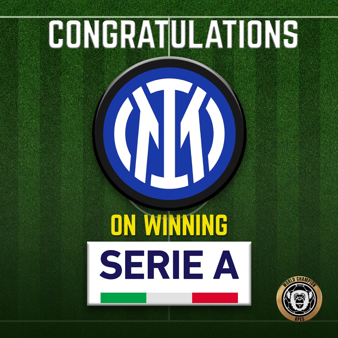 Huge congrats to Inter Milan for winning their 20th Serie A title ! 🎉

An outstanding season with a decisive 17-point lead. What a triumph, #Nerazzurri! 🏆⚫🔵 

#InterMilan #SerieAChampions #SerieA