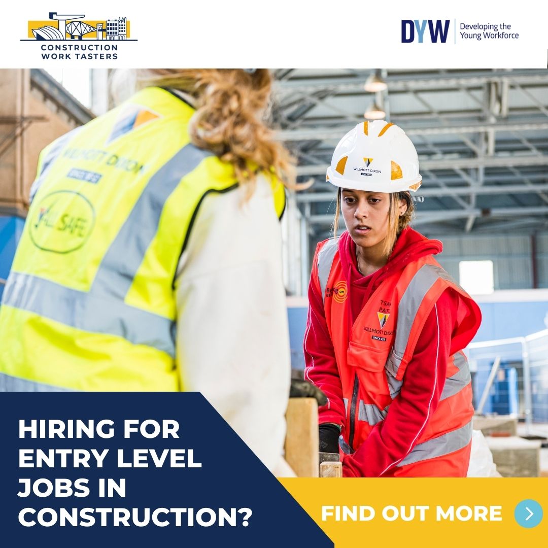 The construction sector offers great career opportunities for young people. Play your part in educating and inspiring our future workforce through Construction Work Tasters. Learn more at ow.ly/NbLb50QY7OB #Construction #WorkTasters #DYW