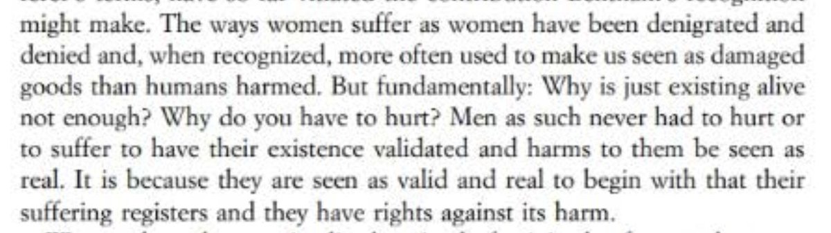 'Why is just existing alive not enough? Why do you have to hurt?' From Women's Lives, Men's Laws -- MacKinnon