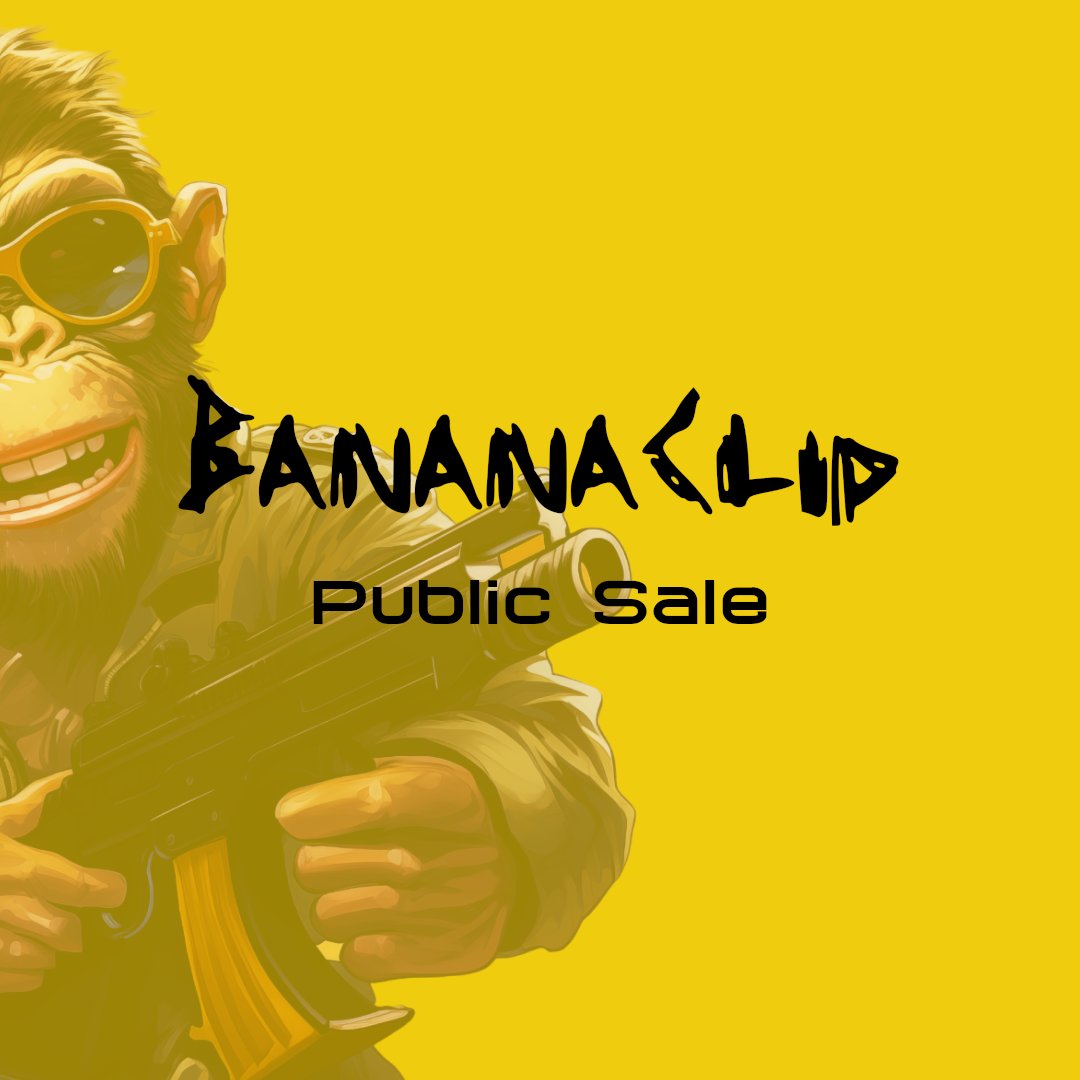 Public Sale May 7th, 4PM UTC @CoinectaFinance will be hosting the Public Sale of $BANA. The $BANA token will serve as the cornerstone of the BananaClip platforms economy. 🍌30% Token Supply 🍌1.0 Million ADA Raise Get the details here 👇 coinecta.fi/projects/banan…