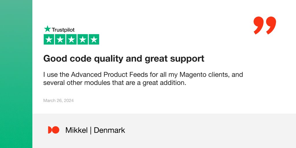 mirasvit's tweet image. 🌟 Another amazing review for Mirasvit on @Trustpilot!
The Advanced Product Feeds extension automates the generation and distribution of product feeds with any number of products, plus:
🔸 Over 50 customizable templates;
🔹 Detailed performance reports.
#ecommerce #magentoexperts