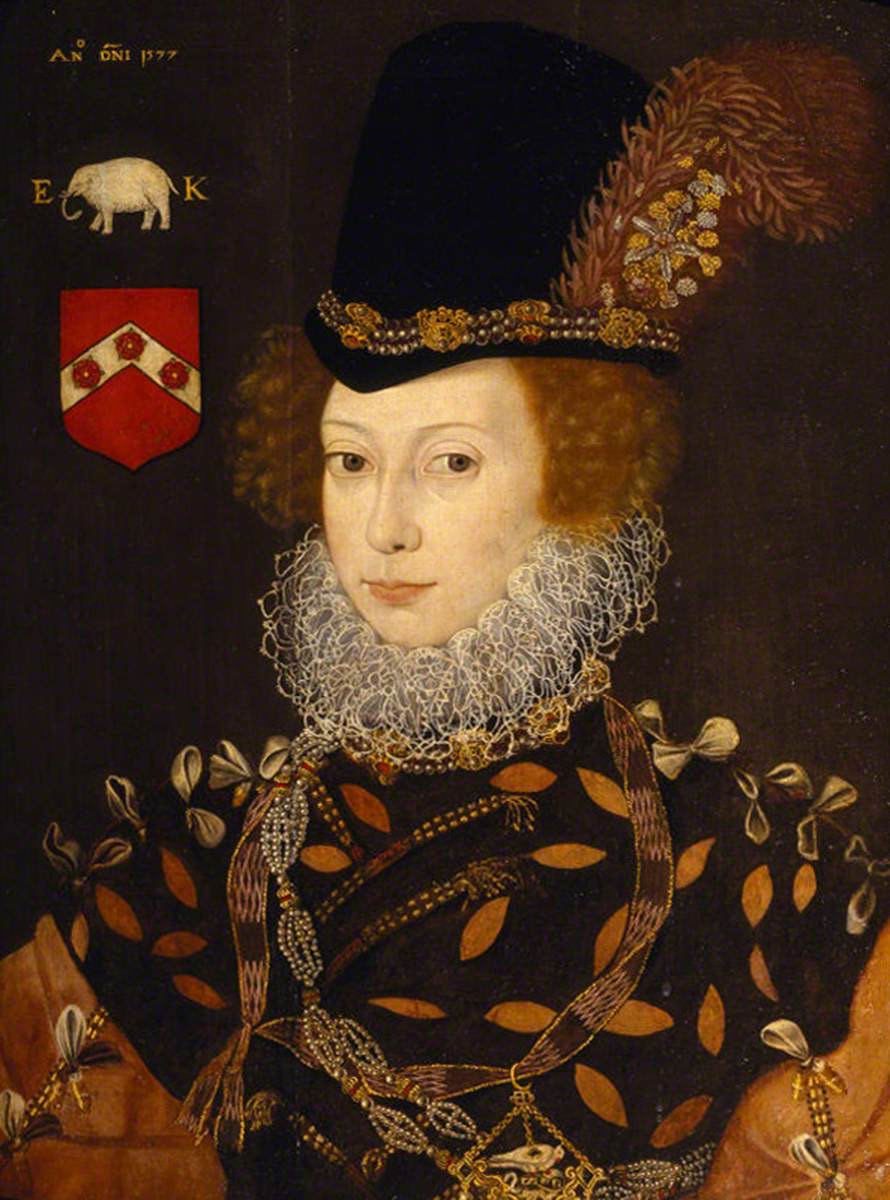 Elizabeth Knollys (b.1549), Lady Leighton, attrib. to George Gower (NT Montacute House)