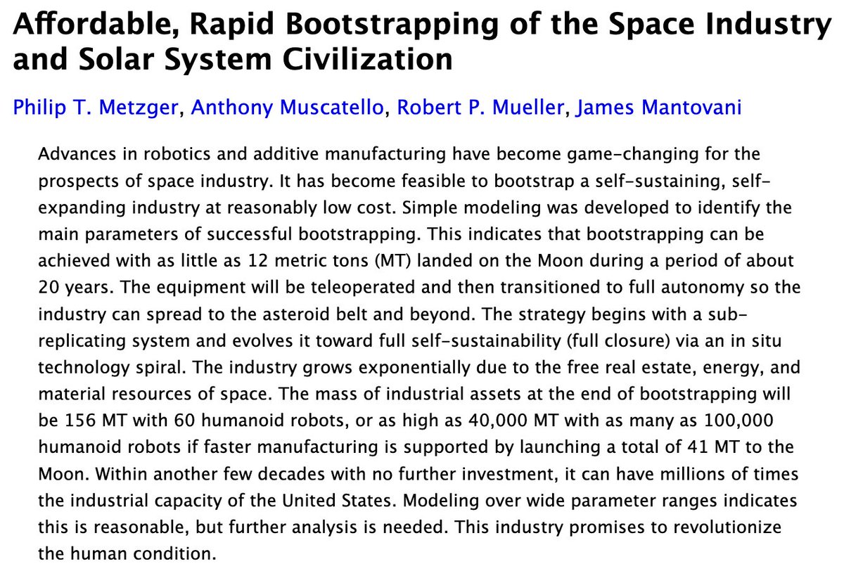 My fav NASA paper is about self-replicating robot space economies that lead to 100,000x the industrial output of Earth within a century. A post-scarcity civilization is possible and even conservative given Starship & self-replicating synthetic biology to aid industrial processes