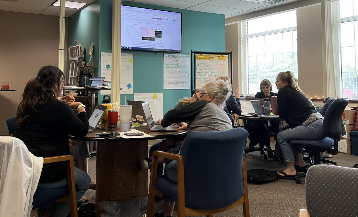 Reflecting, analyzing and planning with K-6 Interventionists! Such a strong group that works to meet the needs of students while working with colleagues to do exactly that!
