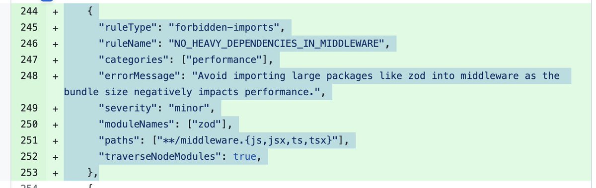 Great example from our own teams for how custom conformance rules help scale engineering organizations

- Through research we found out that zod was negatively impacting our middleware performance
- We also found out that we didn't need it since schema validation was done at a