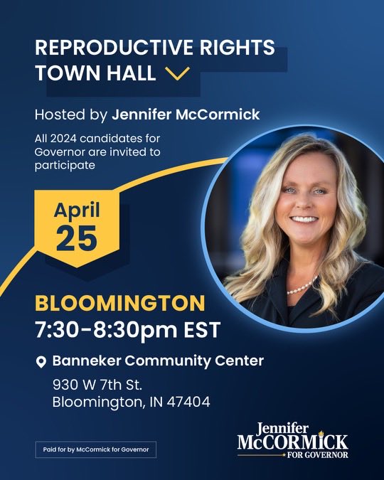 See you tonight in Bloomington. It is important candidates are transparent, honest and accessible. Let’s discuss our reproductive rights and freedoms.