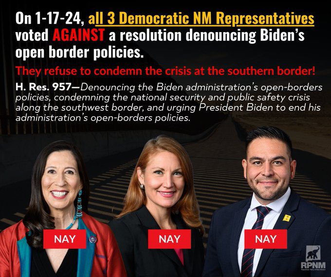 Meet New Mexico’s 
Three Stooges.
They hate NM
They love ❤️ the cartel 
They love open borders 
Did I mention they hate 
New Mexicans? 
All 3 Stooges are running for reelection……….
#VOTETHEMOUT