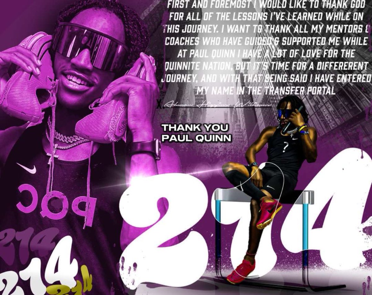 Transfer 3yrs Eligibility 

Ahman Williams-Higgins ATH 
5’9 160lbs 

PR’s - 
100m - 10.97 
200m - 22.73 
400m - 49.92