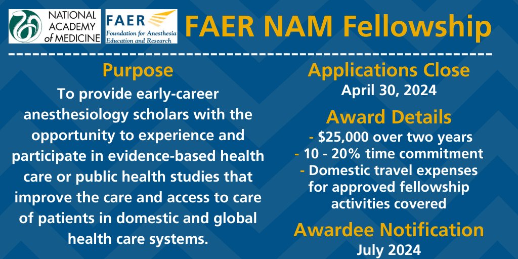 Applications for the first ever FAER-NAM Fellowship close 4/30! Don’t miss your chance to engage with the work of @theNAMedicine & @theNASEM, experience a myriad of perspectives, receive mentorship from a senior NAM member, & more – apply at FAER.org/NAM! #Research