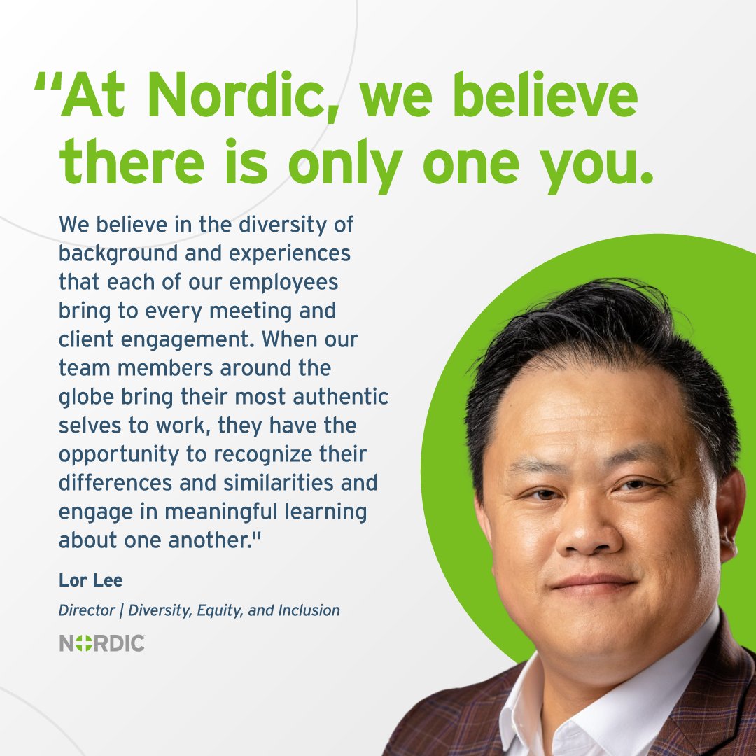 To recognize #CelebrateDiversityMonth, Nordic's Lor Lee shares how our global consulting firm encourages employees to bring their authentic selves to work and embrace their differences. Learn about our #DEI efforts: ow.ly/wE3M50Roi8l #LifeAtNordic