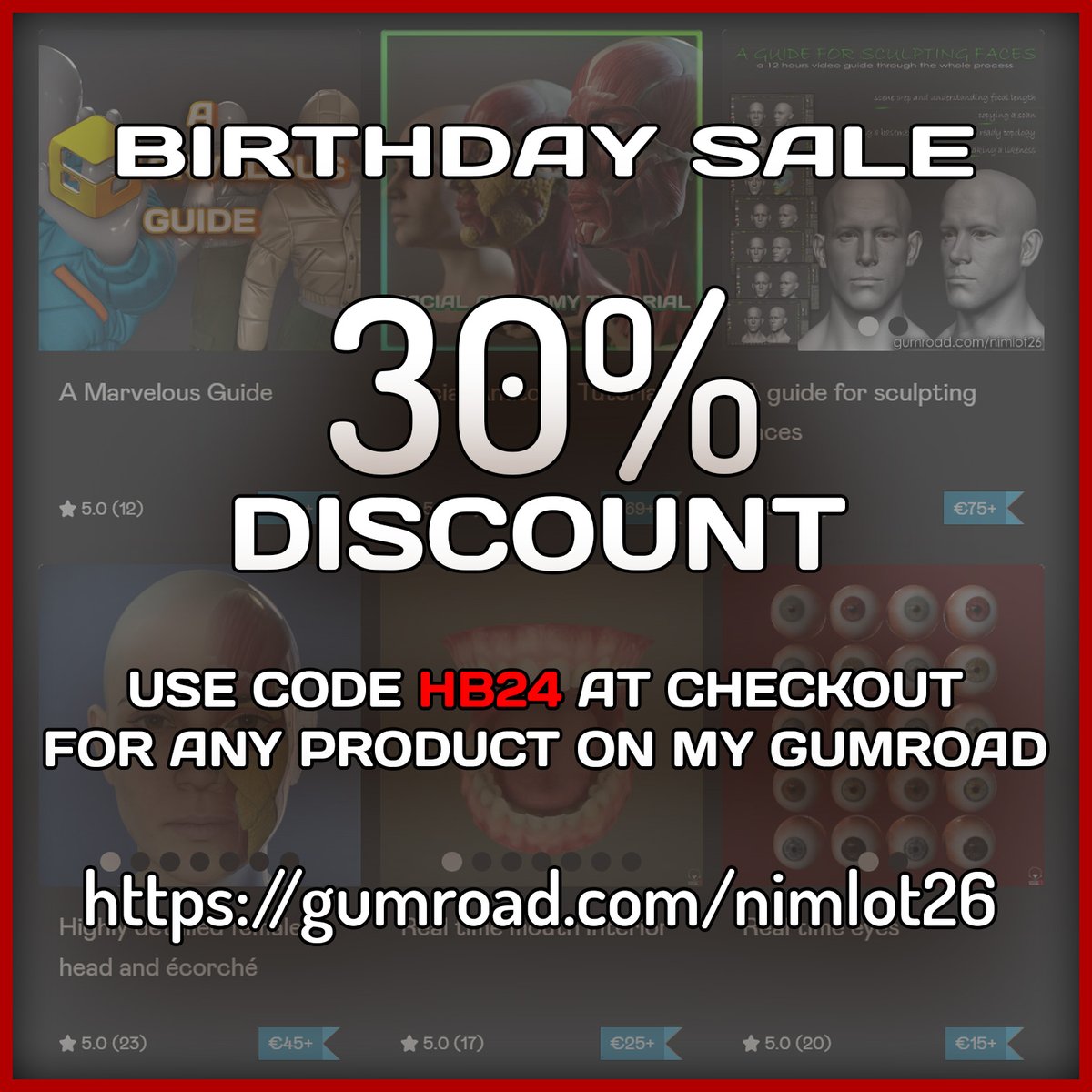 Since tomorrow is my birthday I'll give you a hefty discount on my gumroad stuff(available till monday). Use code HB24 at checkout for 30% off. nimlot26.gumroad.com