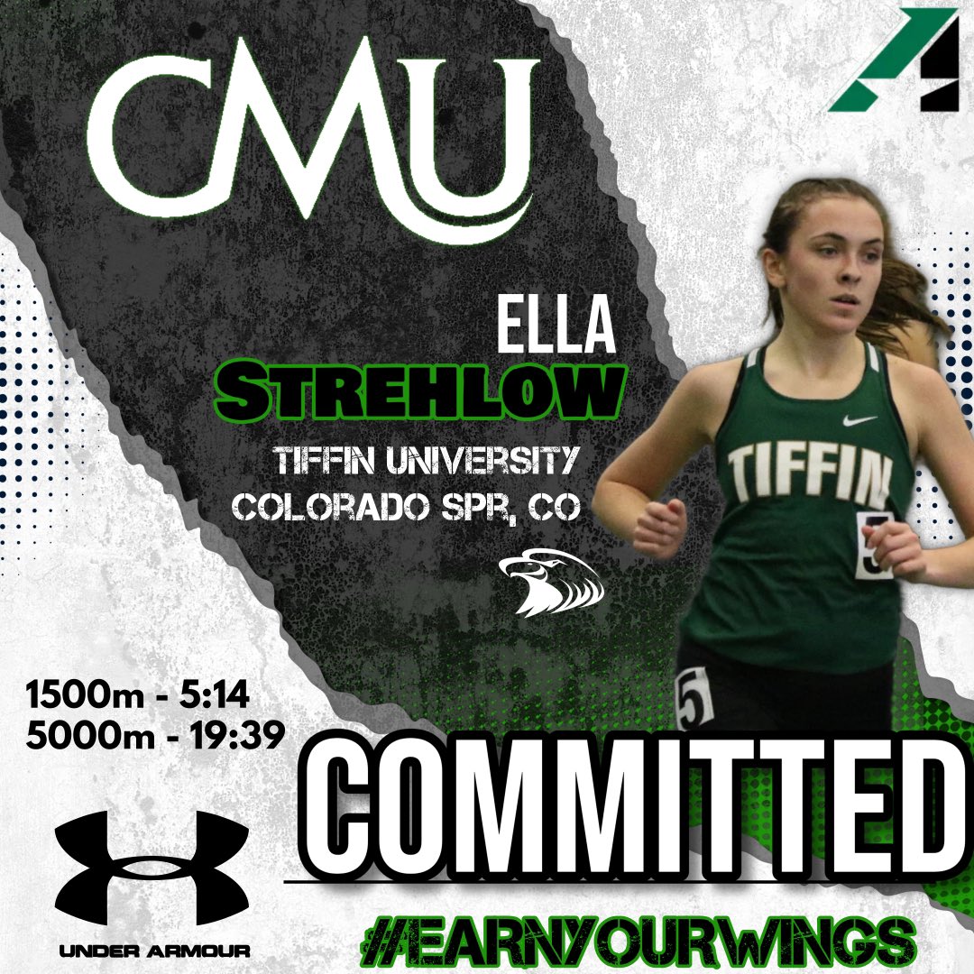 Ladies and Gentlemen, please welcome Ella Strehlow to the Eagle Family. Ella is a Grad Transfer from Tiffin University and  will add some much need depth to our distance squad.  

Tiffin Univesity
@cmueaglesxctf 
#earnyourwings