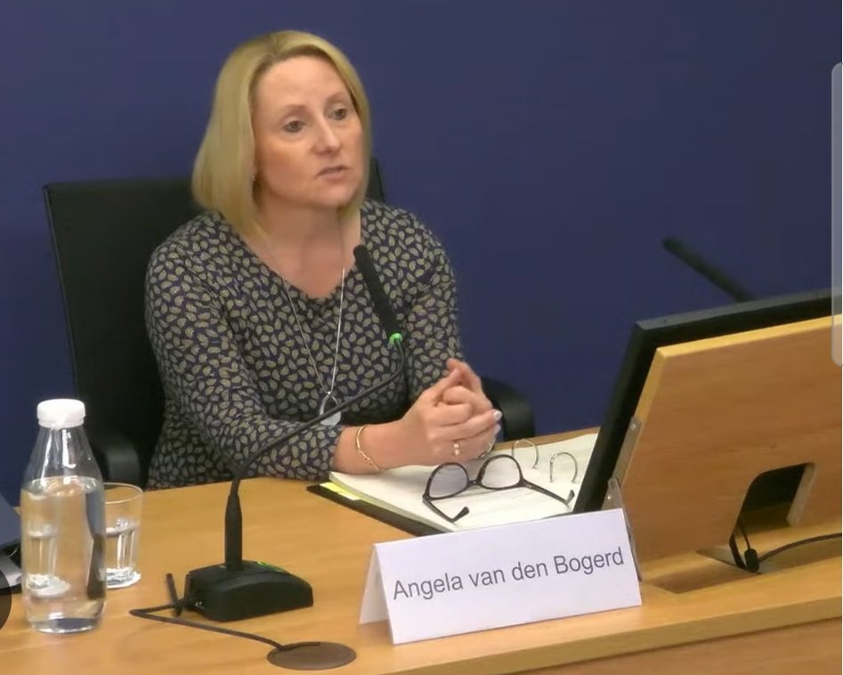 Angela Van den Bogerd. This absolute disgrace says she does not recall being told IT firm #Fujitsu could access accts. Between her, Adam Crozier, and the rest of the con artists masquerading as execs, they don't recall fecking much, do they? #C4News #BBCNews #PostOfficeInquiry