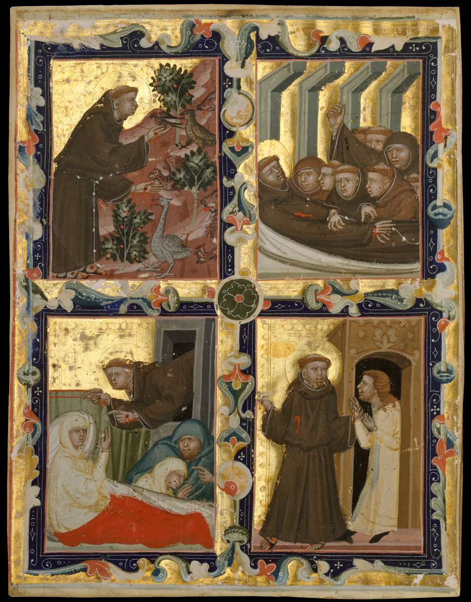 Manuscript Leaf with Scenes from the Life & miracles of Saint Francis of Assisi Italian c. 1320–42 (Met Museum)