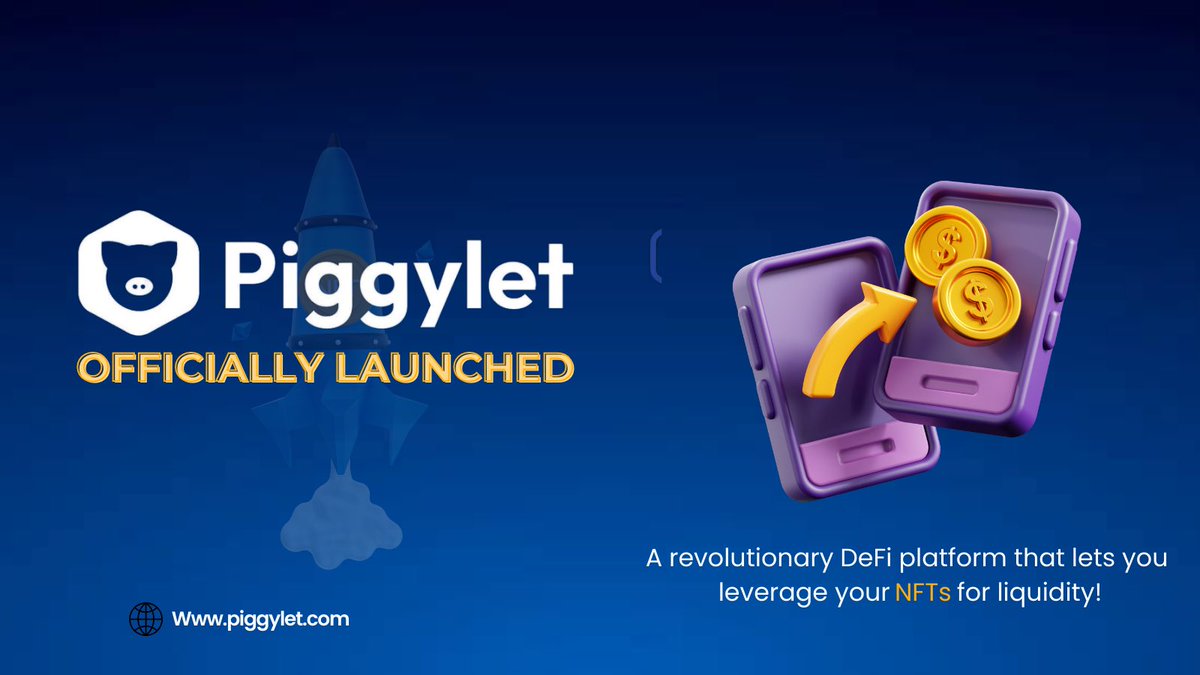 🚀 Exciting news! 

@piggyletdefi has officially launched, revolutionizing safe P2P lending in the #crypto world! 🐷

#NFTs #PiggyletLaunch 🎉

🔹Connect your wallet & start to borrow or lend! 👇

🌐: piggylet.com