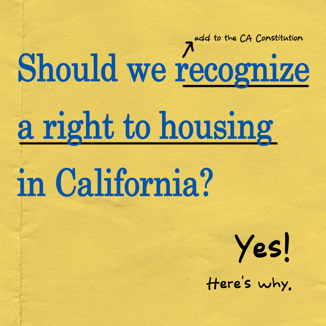 🧵Should we recognize a #RightToHousing in California? Yes. Here's why ⤵️