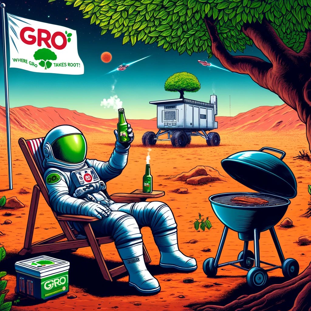 Calling all space cadets! 🛸 @PerpetualDice3 is taking the #DeFi galaxy by storm with their out-of-this-world plans. Join us as we blast off to Mars for an epic beers and BBQ pitstop, powered by the $GRO token! 🍻🌶️  one journey you won't want to miss. Strap in, and let's  #GRO