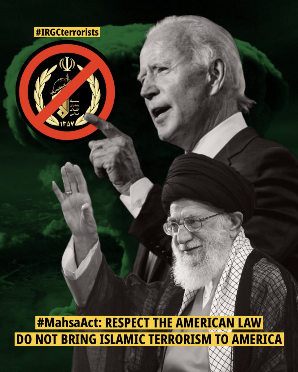 Aghaye_V_'s tweet photo. @JoeBiden, you signed the #MahsaAct Law that the Iranian-Americans introduced to sanction the Islamic Regime by the American state.

🔴 We now expect you not to make any deals under the table with #IRGCterrorists to bring their global islamic terror to the American people. https://t.co/eW53n7XBOe