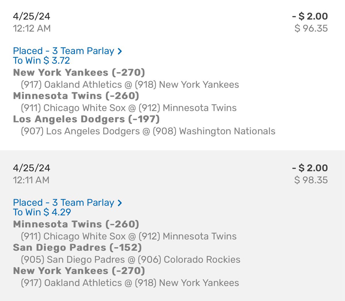 two flavors of today’s #ShitTeamParlay for all our degenerates. let’s keep rolling