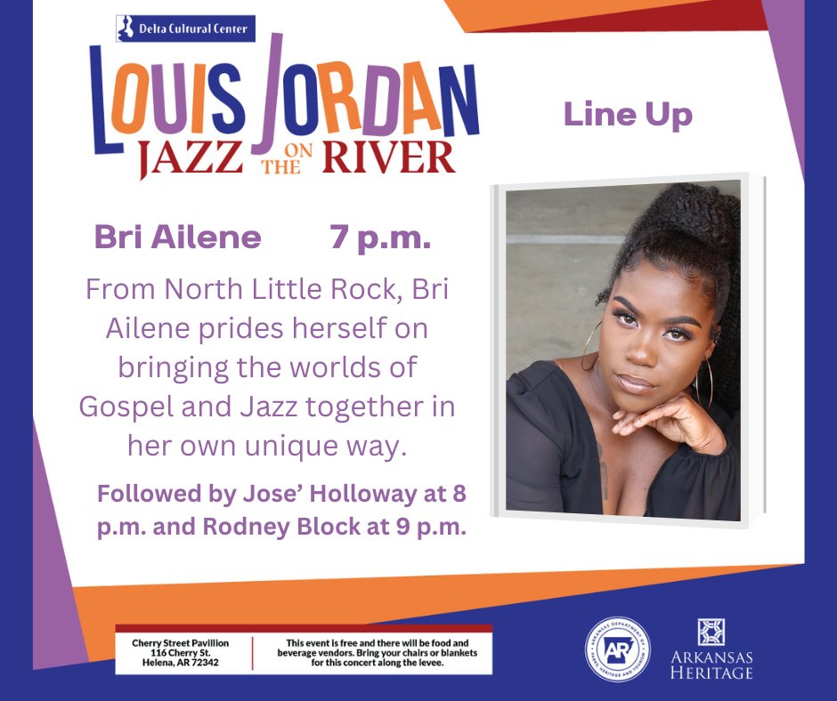 With her soulful songs 'Butterfly' and 'I.O.U.', Bri Ailene will kick off the Inaugural Louis Jordan Jazz on the River Concert at Cherry Street Pavilion on May 10, 2024. #louisjordanjazzontheriver2024 #jazzconcert  #deltaculturalcenter #arkansasconcerts #2024concerts #briailene