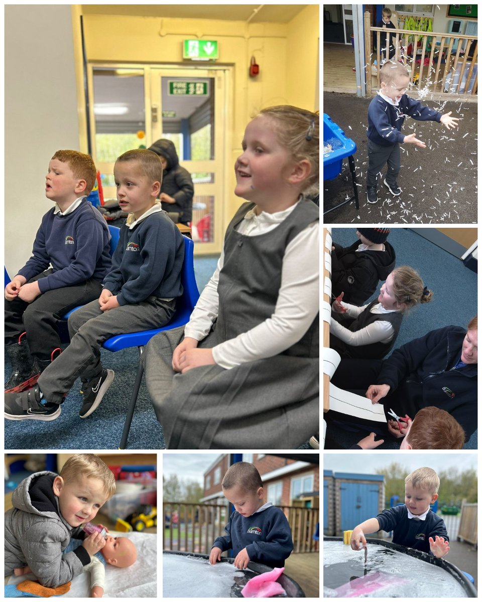 A busy but wonderful Thursday. We have enjoyed our favourite things, water play, shredded paper play, listening to songs and using the scissors to cut some different lines. @BarntonMissP @BarntonMissR