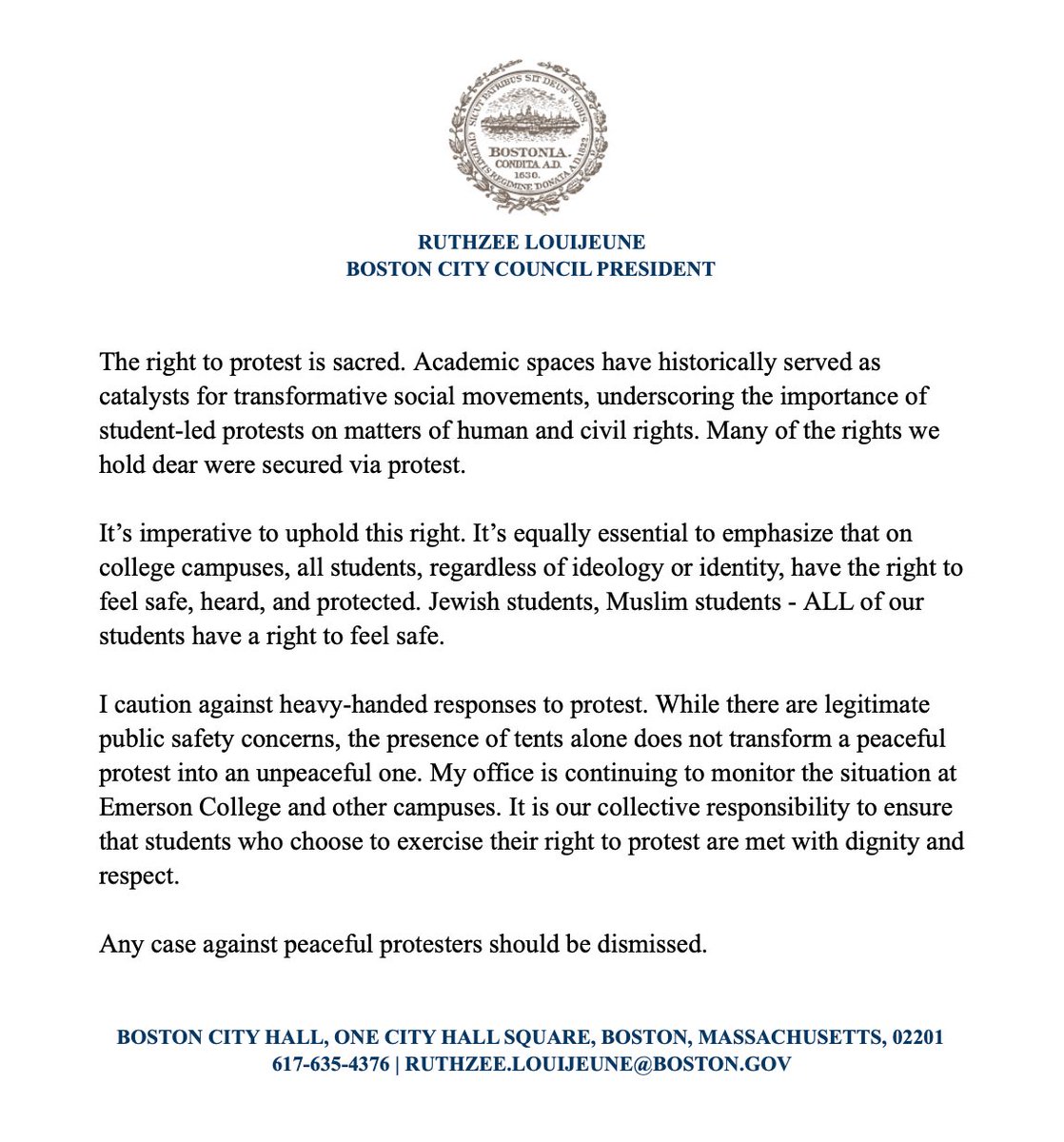 My Statement Re: Emerson College