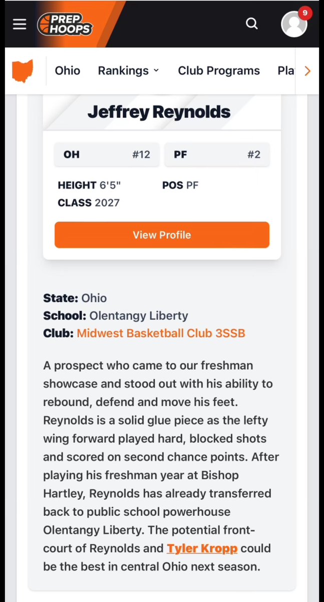 ScoutU Prospect 2027 Jeffrey Reynolds has been listed as the #2 PF in Ohio as well as #12 best overall player in the state of Ohio‼️