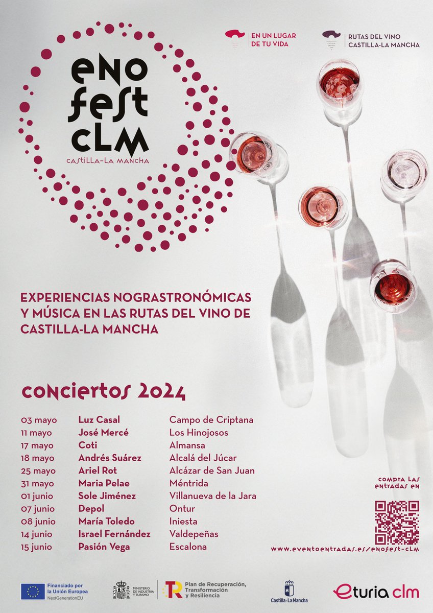 RVMentridaToled's tweet photo. Próximamente participaremos, junto con #EturiaCLM, organizador del evento , y el resto de #RutasdelVinoCLM en el festival #Enofest, I festival de Música y Vino de Castilla la Mancha. Música en vino, Vino, diversión, productos gastronómicos de la comarca y la mejor compañía. 🍇🍷 https://t.co/k3VDGkaRyN