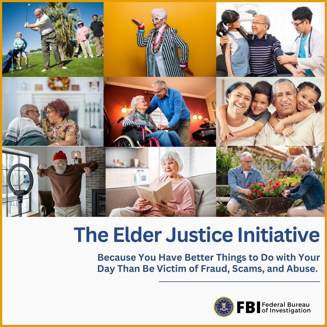 #DYK the mission of the Department of Justice Elder Justice Initiative is to support and coordinate enforcement and programmatic efforts to combat elder abuse, neglect, and financial fraud and scams that target our nation’s seniors. Learn more at ow.ly/ICWB50Roijh.