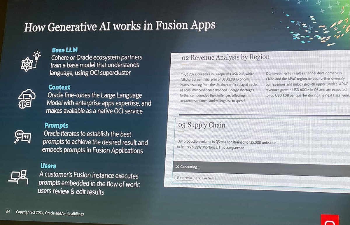 How #genAI works in @Oracle Fusion apps #OracleAnalystSummit