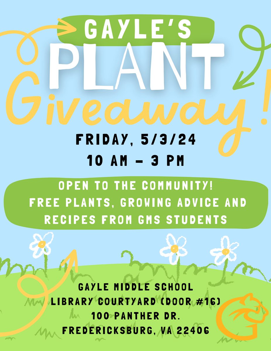 ATTENTION, ATTENTION! FREE PLANTS!  You don't want to miss out on GMS's plant giveaway!  These plants were grown and nurtured by our very own Panthers!
#ElevateStafford #gmspanthers #gmspantherstrong