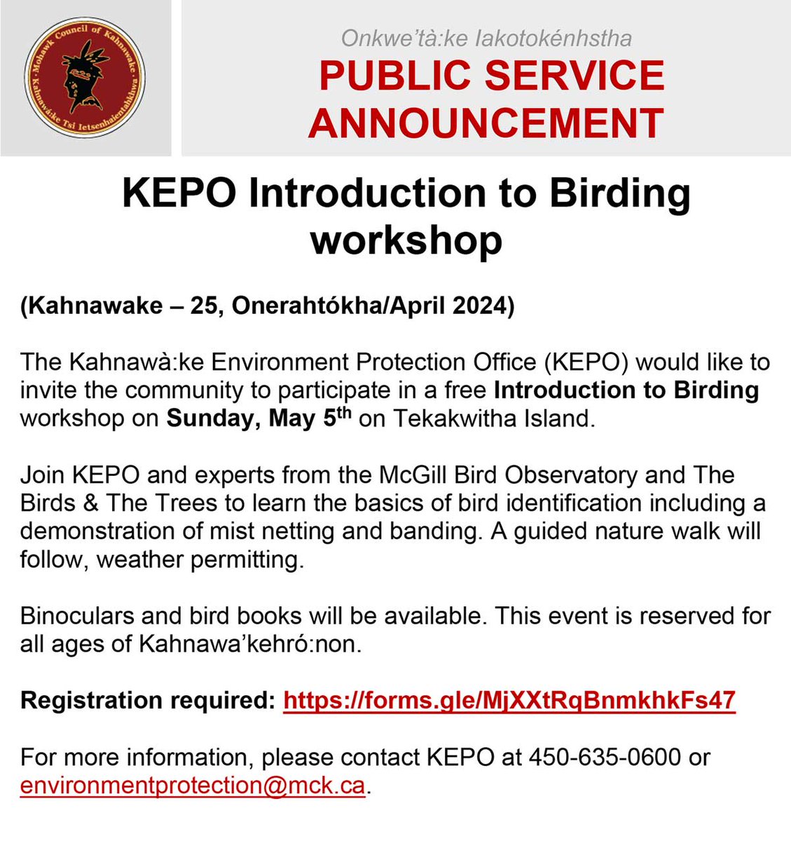 KEPO Introduction to Birding workshop ow.ly/hqmt50Ro6yQ