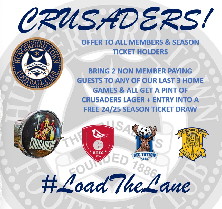 FREE BEER!!! If you're a season Ticket Holder or a member and bring two guests along to Saturdays game Also entry into a deaw for free 24/25 season tickets #LoadTheLane