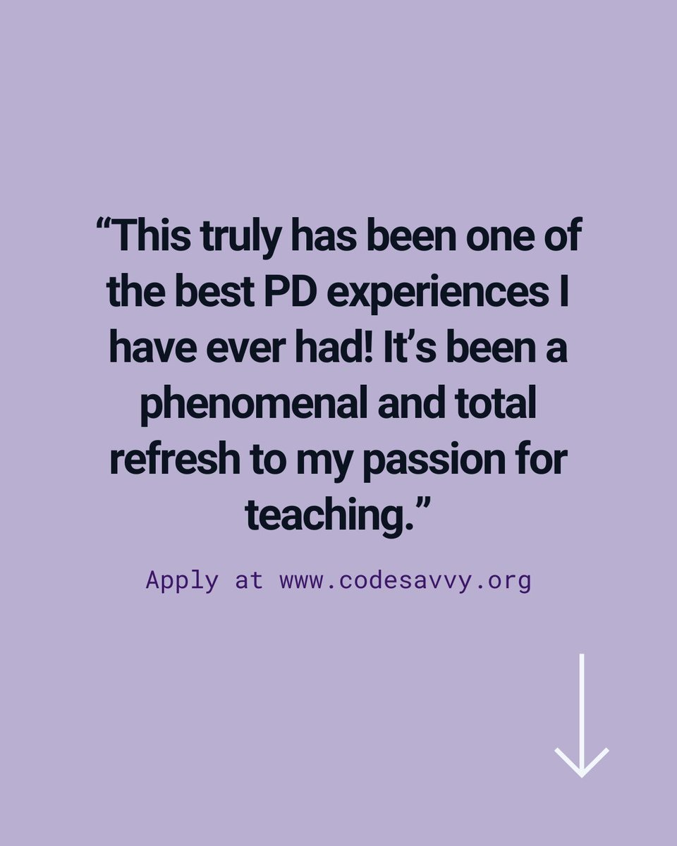 Join us for the 2024-2025 Code Savvy Educator Cohort. This professional development opportunity is designed to support educators of all experience levels in teaching #CS. Apply here: buff.ly/3HTuYFz