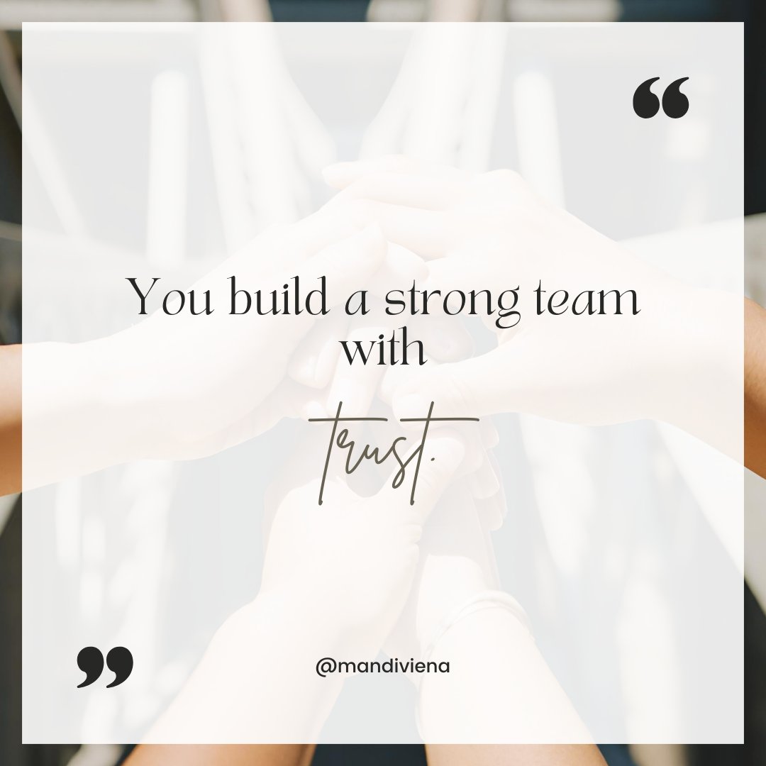 Building a strong team is both an art and a science. The key ingredient? Trust.

 #leadership #professionaldevelopment #technology #ascendwithstrategy #leadwithconfidence #mandiviena #persistence #success #datadriven #businessgrowth #businessmindset #womeninleadership #trust