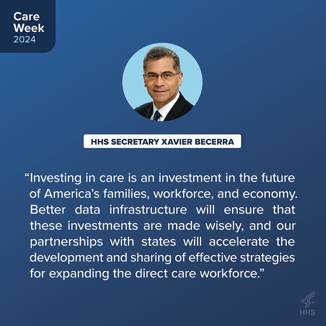 HHSGov's tweet photo. 20 states have been selected to participate in two separate assistance programs that together will help states recruit, train, & retain care workers, who provide home & community-based services for older adults & people with disabilities. #CareWeek https://t.co/2I2nXywJDI https://t.co/NT5dg60E9P