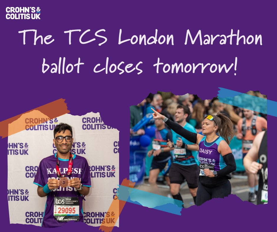 📣The 2025 TCS London Marathon Ballot closes tomorrow📣 Enter the general ballot today to be in for a chance of supporting Crohn’s & Colitis UK in the iconic marathon next year 👉 ow.ly/1xrG50RnerB #LondonMarathon