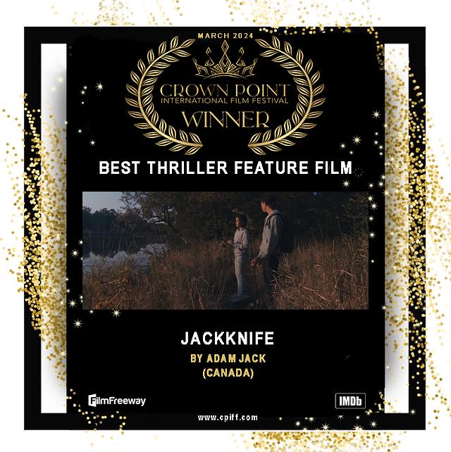 Trying to keep up with all these awesome updates for 'Jackknife'! It was awarded Best Thriller Feature at the Crown Point International Film Festival, also winning Best Trailer and Tivon Charles was awarded Best Actor in a Feature Film!!!

#mrl #actor #torontoactor #torontofilm