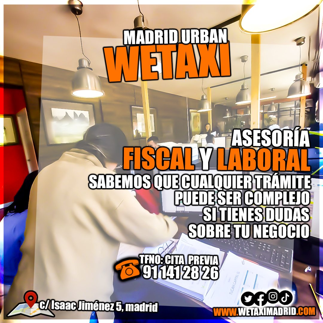 WETAXI MADRID URBAN
ASESORÍA FISCAL Y LABORAL 

 INFO: 91 141 28 26

#taxitronic #taxitaller #taximadrid #taximadrid🚖 #taxi2024 #taxiEspaña #ampetronic #cursocartilla #cursoonline #conductortaxi