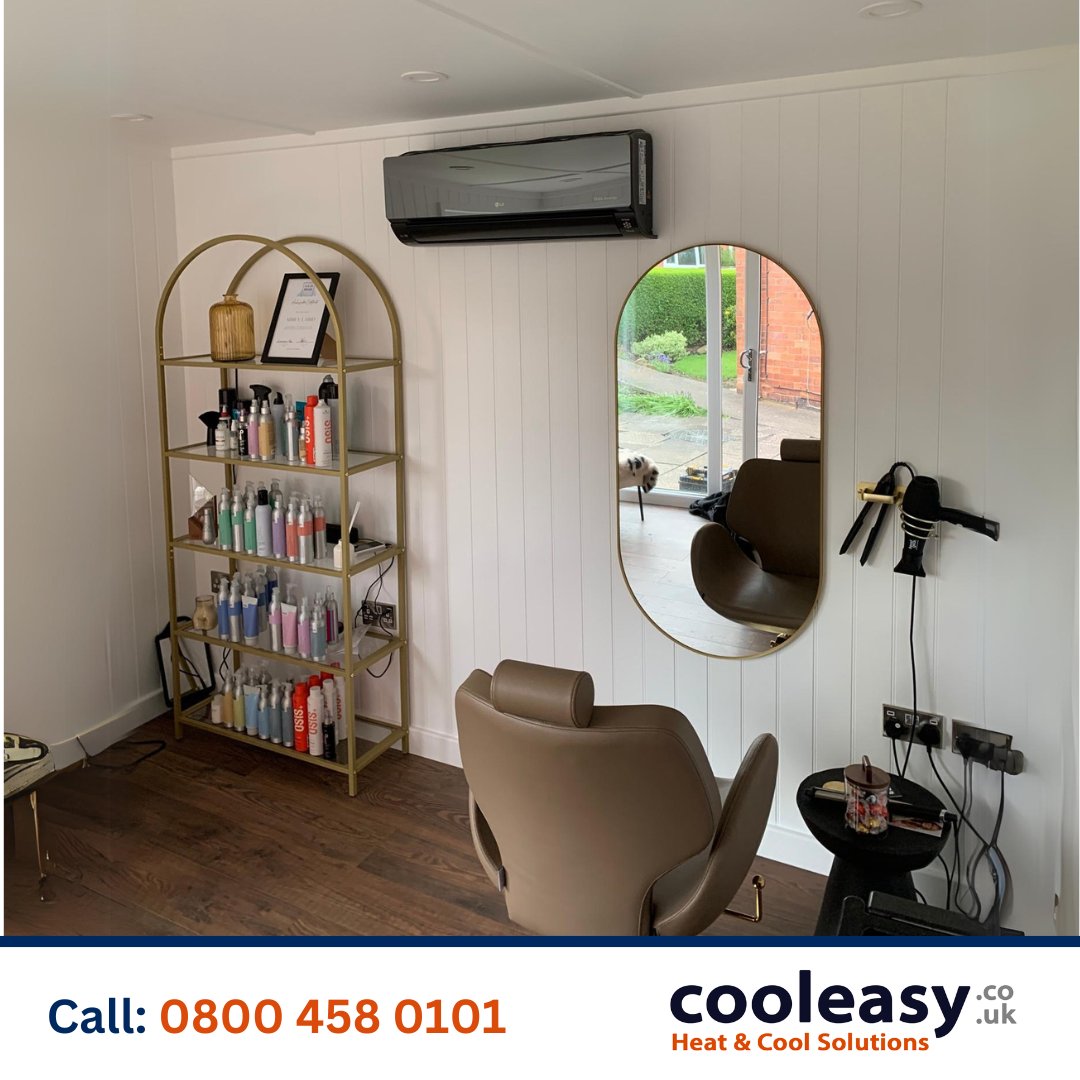 Another great looking #install of a #LG Artcool Mirror System into this #gardenroom. Creating a wonderful environment to work and relax. Say goodbye to sweaty days and hello to comfort! 
Find out more at: cooleasy.co.uk/pages/installa…