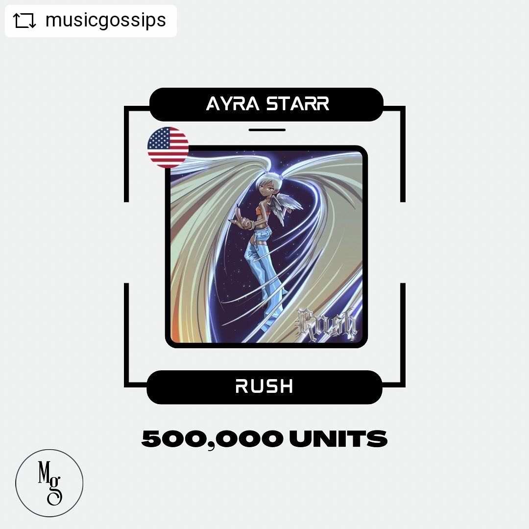 What an amazing achievement only 3 yead in! Ayra Starr is doing IT!
Let's not forget Rush is also eligible for RIAA Certification in the US 🇺🇸 with 500,000 units sold.