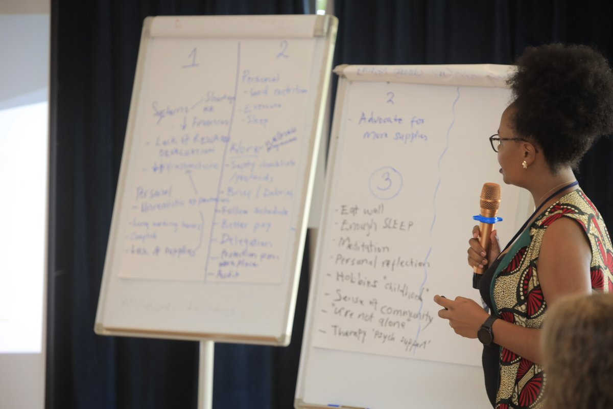 UCSF_CHESA's tweet photo. Day 2 also included faculty OH for clinical and professional questions. Drs. Baraka Musimu, Martha Namugga, Eden Belay Tilahun, and Lia Jacobson then led a session discussing strategies for how attendees can prioritize their own wellbeing while pursuing their professional goals. https://t.co/uMDnZlZNJK