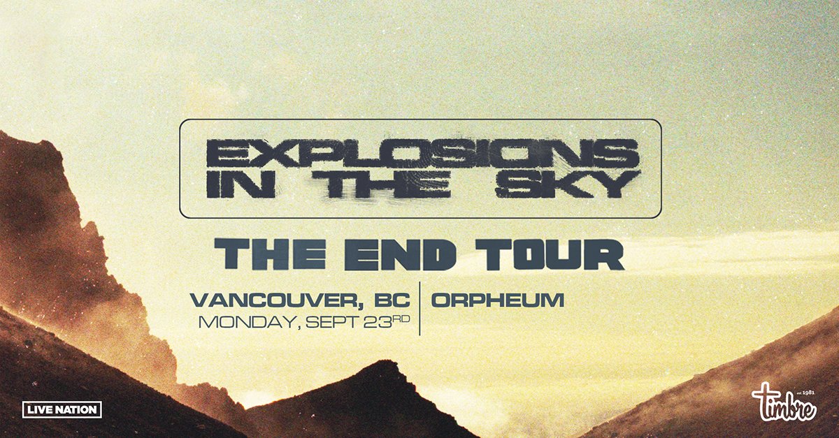 ❗️Tickets on sale now for Explosions in the Sky - The End Tour at the 🎭Orpheum, 🗓️Sep 23, 2024. Click here for tickets 🎟 bit.ly/4aGVuP7 @livenationwest @TimbreConcerts #concert #Vancouver