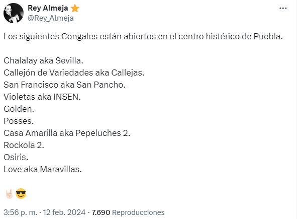 abime_rc's tweet photo. @Rey_Almeja Excelente aportacion Rey almeja , saludos desde la CDMX , espero poder visitar puebla la otra semana como puedo saber las ubicaciones de todo esto ya probamos merdec cande pino suares (CDMX).

ahora aya me puedes ayudar a saber ubicacion exacta pro favor https://t.co/DGLo1eqKkP