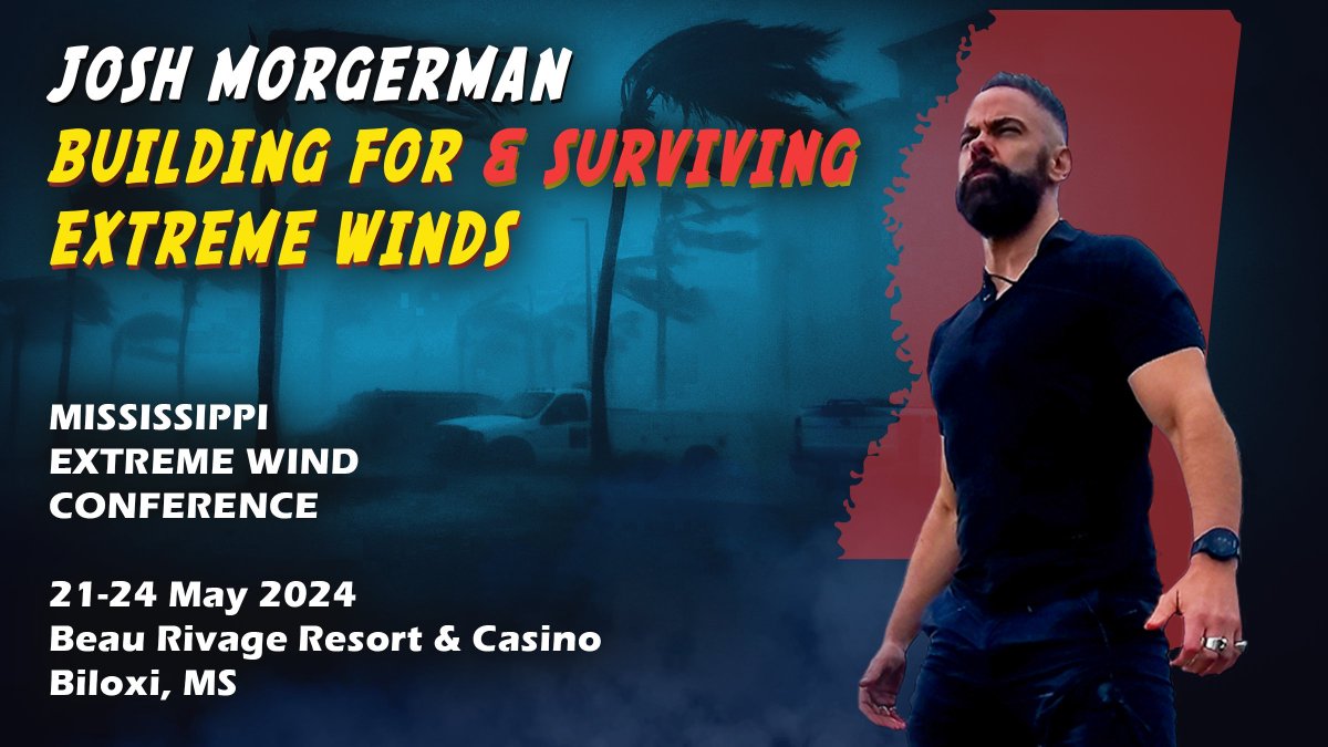 Who's coming to Biloxi #Mississippi 23 May to see me talk about how I built my house to withstand extreme winds—& how I've survived extreme winds through decades of chasing?  It'll be an intense presentation—& an excuse to hang at a beachside casino. Be there. 👊 #hurricane