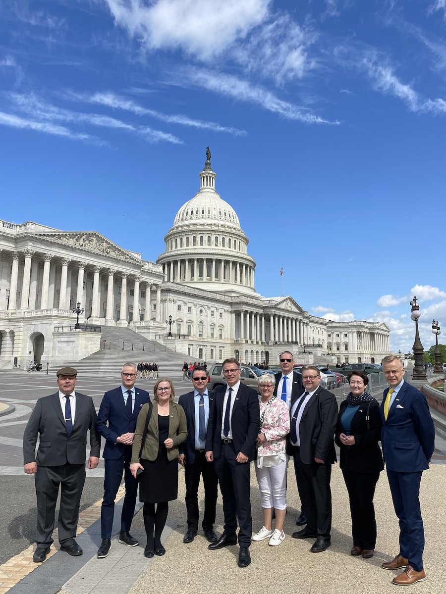 FinlandinUSA's tweet photo. Strengthening our alliance  🇫🇮🇺🇸 

The Finnish Parliamentary Defence Committee is currently visiting Virginia and D.C. The MPs are meeting with Nato and U.S. representatives to deepen our cooperation kicked off by last years’ Nato accession and Defense Cooperation Agreement. https://t.co/9OeQkNc8L9