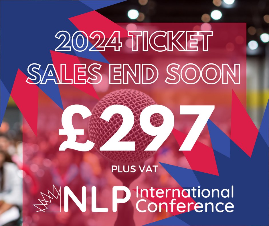 *Book your place today - ticket sales end 30th April*

Join us next month for the NLP event of the year!

nlpconference.com/tickets

#nlpconference #nlpeventoftheyear #nlpcommunity #inpersonevent #livestreamed